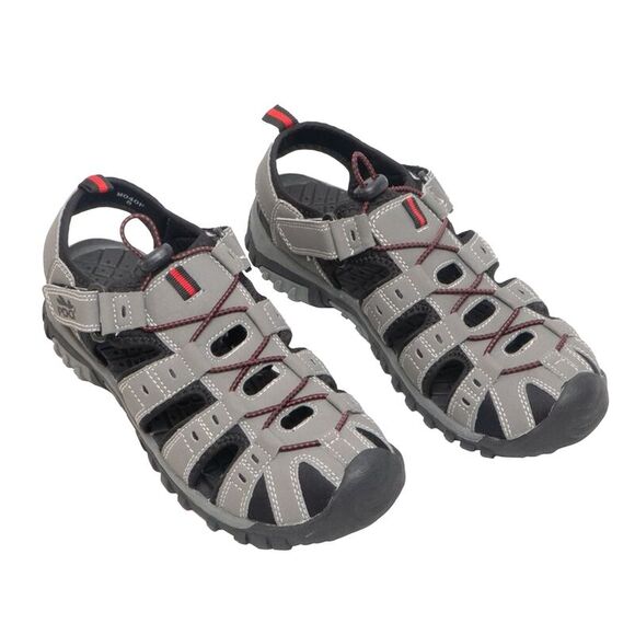 PDQ Youth Boys Toggle & Touch Fastening Synthetic Nubuck Trail Sandals / Grey/Re - Picture 3 of 3